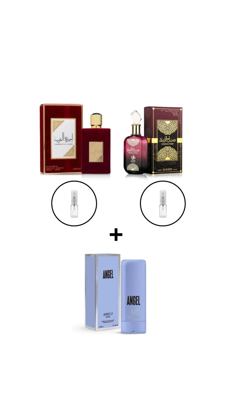 COMBO (5ml AMEERAT Al Aráb + 5ml Sabah + ANGEL ISABELLE 200ml)